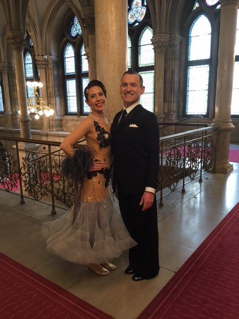Michael und Larissa Haul im Wiener Rathaus beim WDSF-Turnier